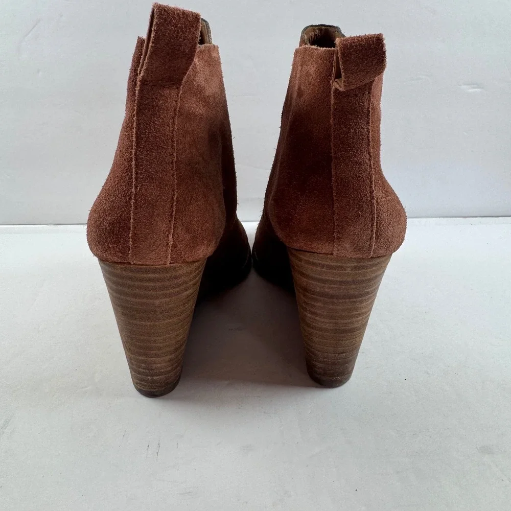 Lucky Brand Yohana Brown Suede Wedge Ankle Booties‎ Womens 8.5 M LK-YOHANA